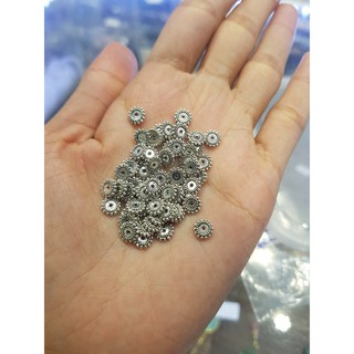 Charm bạc chặn tròn hình bánh xe