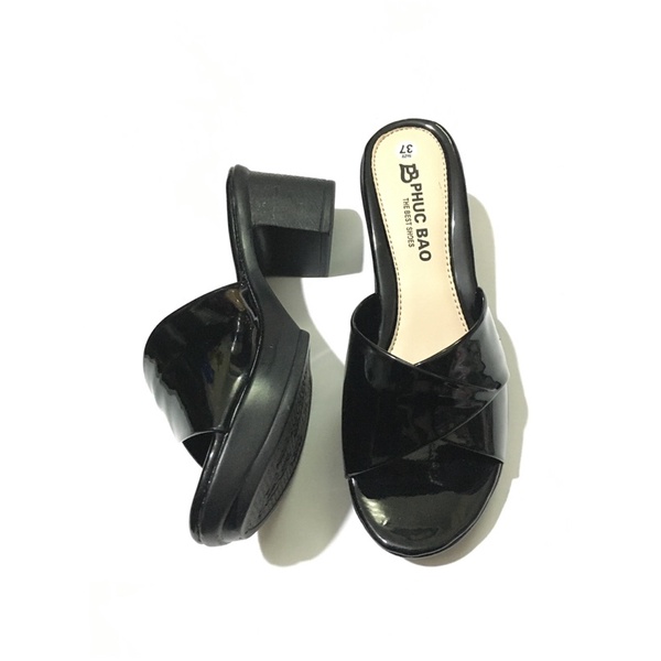 Dép da cao gót đê 7F cho mẹ ( Ảnh thật)