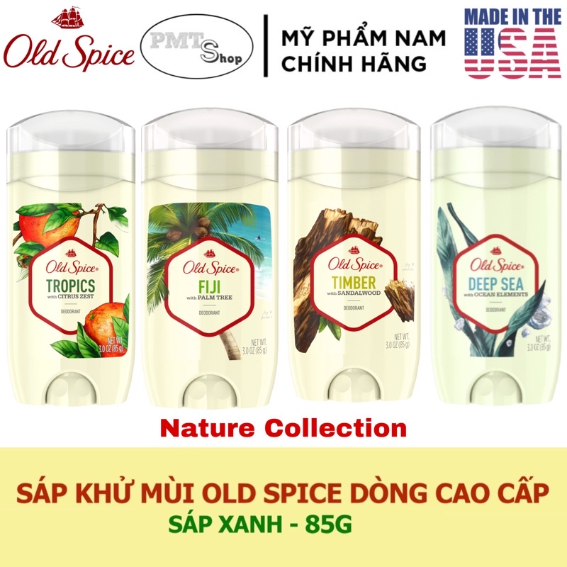 Lăn sáp khử mùi nam Old Spice Nature Collection 85g (sáp xanh) Fiji , Timber , Deep Sea , Alpine , Wilderness