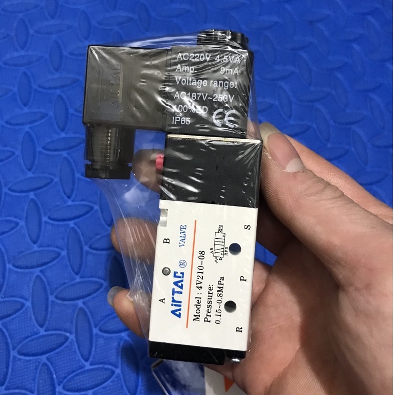 Van điện từ khí nén AIRTAC 5/2 4V210-08 hàng loại xịn, van khí nén solenoi van điều khiển xi lanh khí nén