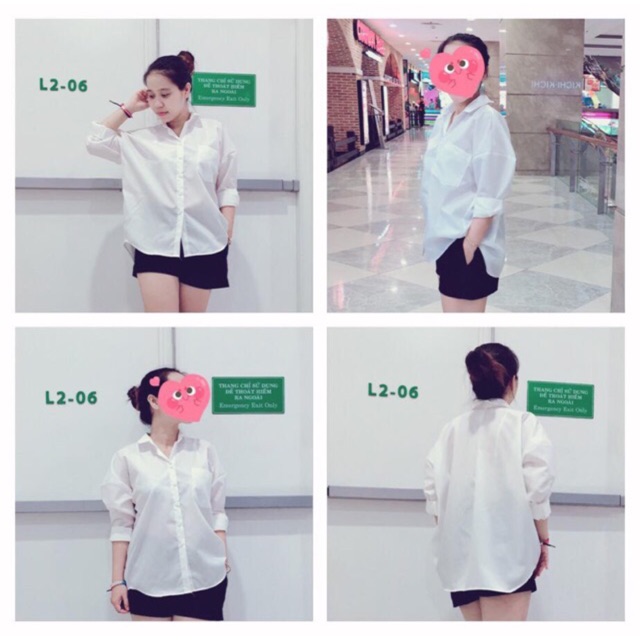 Sơ mi Oversize trắng 2 cổ.
