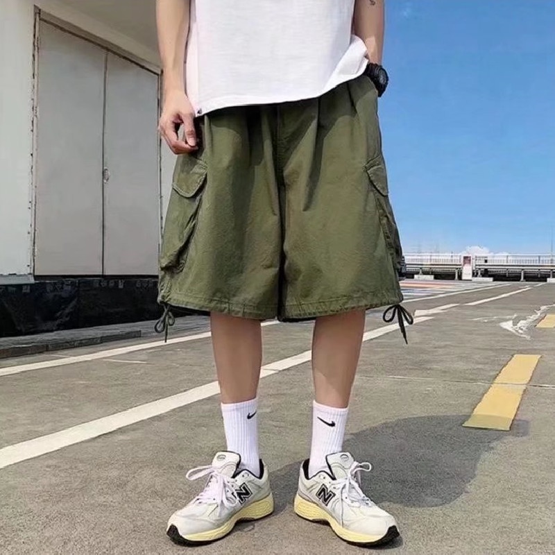 Quần ngắn ống rộng Nhiều Túi Thời Trang Phong Cách Nhật Bản Cho Nam Size M-4XL