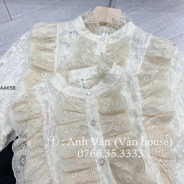 ÁO SƠ MI REN NHÚN BÈO TAY DÀI