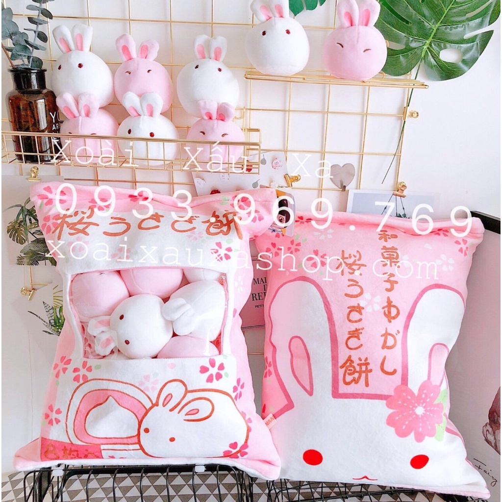 Set túi gấu bông hoạt hình hình thỏ, hình heo, hình thú ngộ nghĩnh quà tặng đáng yêu 35*30cm