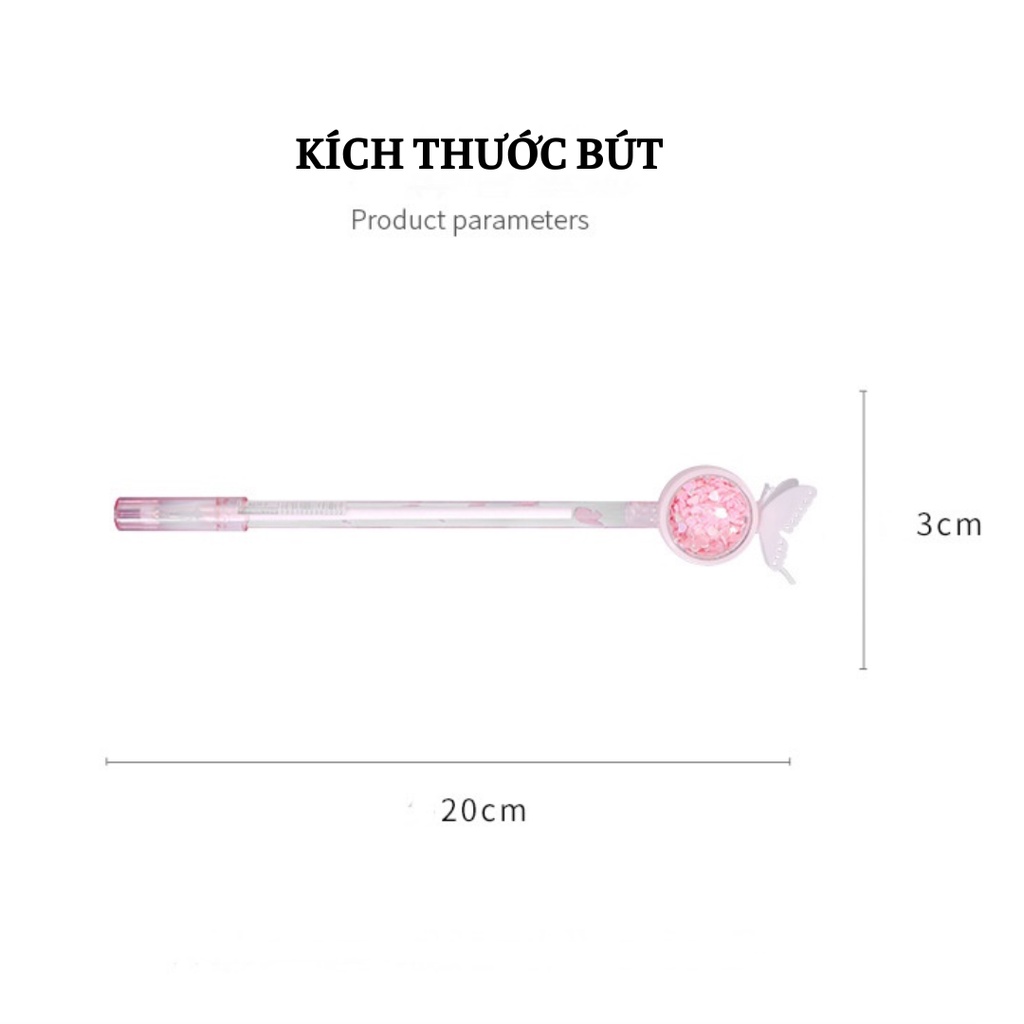 Bút Gel Dễ Thương Hình Con Bướm, Bút Gel Mực Đen Ngòi 0,5 mm