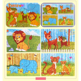bộ 4 tranh Ghép Hình Puzzle Tổng Hợp - ĐỘNG VẬT HOANG DÃ