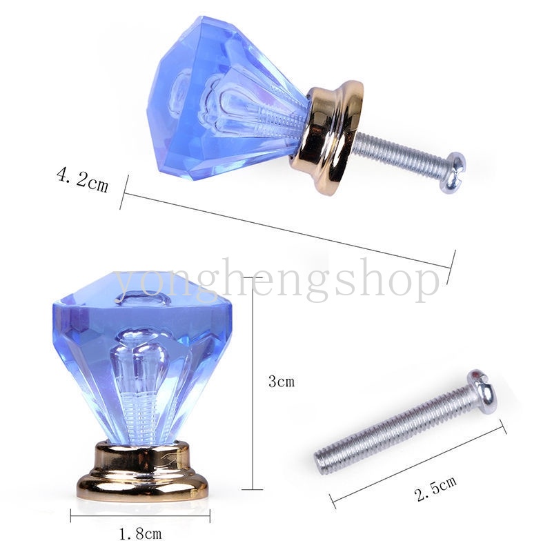 1 Tay Nắm Cửa Kính / Ngăn Kéo Tủ Hình Viên Kim Cương Pha Lê