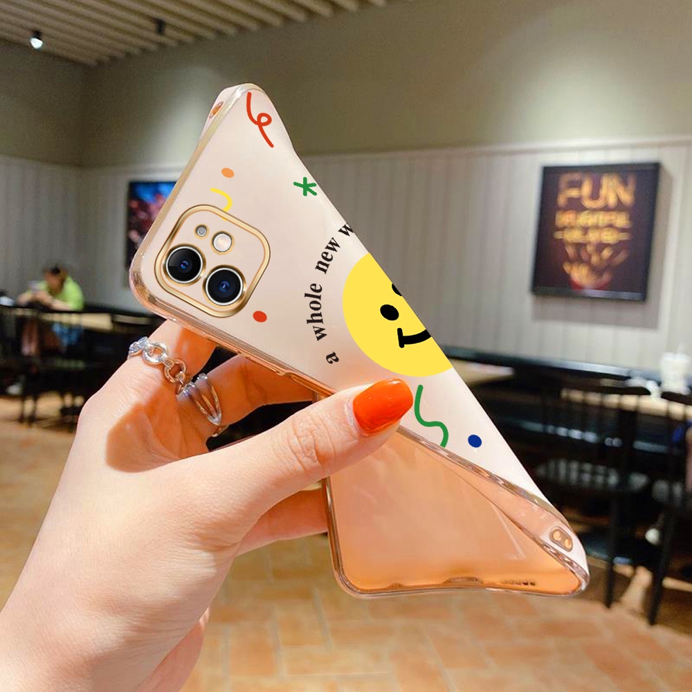 Ốp Điện Thoại Góc Vuông In Hình Cầu Vồng Mặt Cười Cho Samsung Galaxy S21 S22 Plus Ultra S21 FE 5G