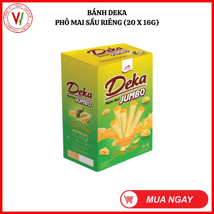 [Nhập khẩu Indonesia] Bánh quế Deka Phô Mai Sầu Riêng 320g (20 x 16g) - GIÒN TAN kết hợp vị BÉO của Phô Mai Sầu Riêng