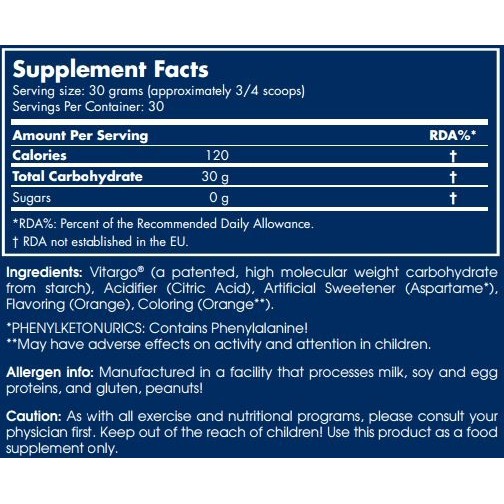 Scitec Nutrition Vitargo  - Vị Cam - Bổ Sung Carb , Năng Lượng- Nhập Khẩu Châu Âu