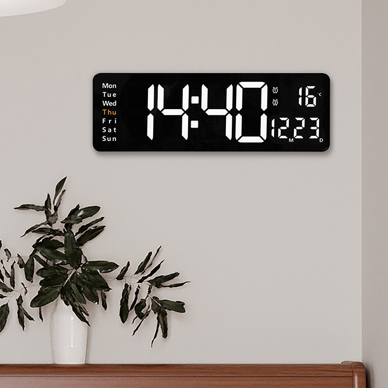 Đồng Hồ LED Điện Tử Treo Tường Kỹ Thuật Số Cỡ Lớn Điều Khiển Từ Xa Hẹn