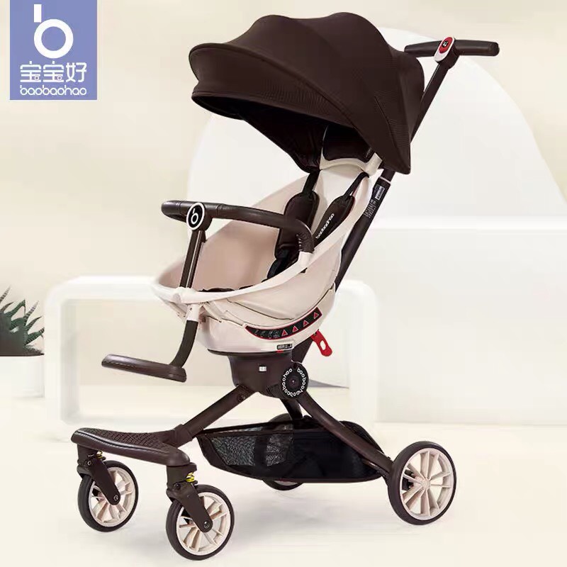 Xe đẩy đảo chiều gấp gọn Baobaohao V18 ngồi ngả 5 chế độ kèm mái che và đệm cho bé