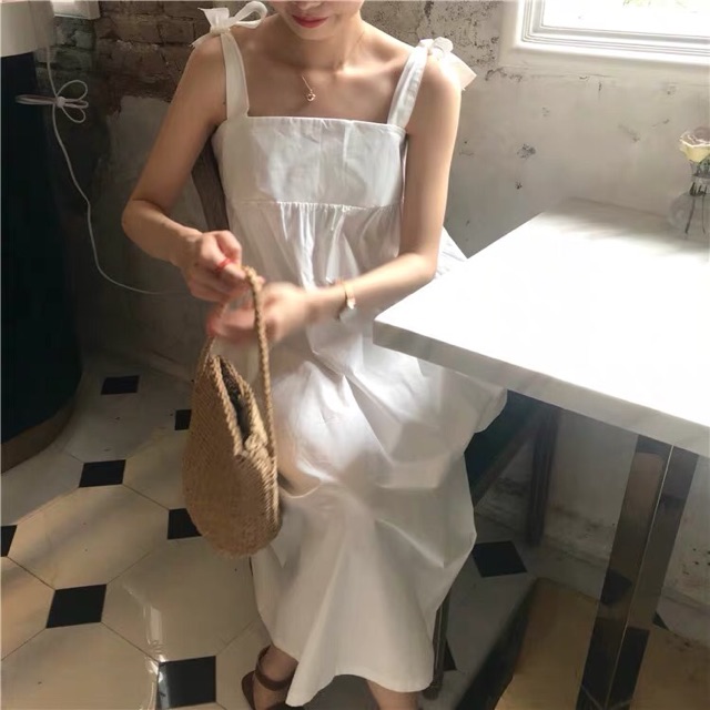 Váy 2 dây buộc nơ ulzzang