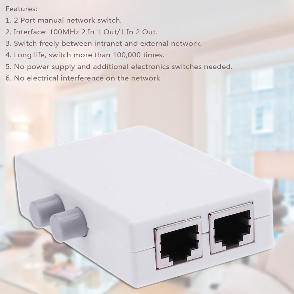 🌟Chất lượng cao nhất🍁100MHz Mini 2 Port Fast Ethernet Switch LAN Network Hub Wired RJ45 Splitter HUB