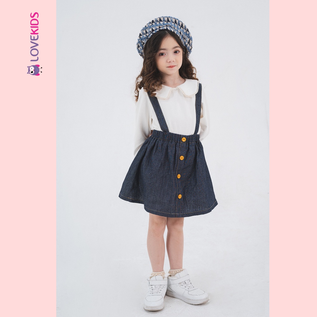 Chân váy yếm bé gái denim phối cúc - Lovekids