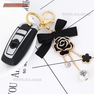 Móc khóa bông hoa đính đá siêu sang xịn, phụ kiện túi sách, móc khóa ô tô
