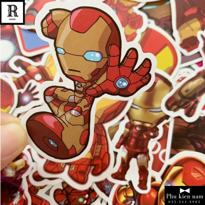 Sticker PVC Chống nước Hình dán 35 Hình Ironman Marvel ST032