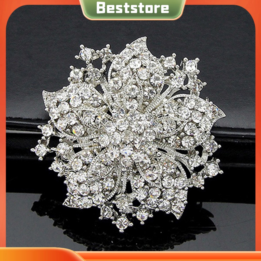 Ghim Cài Áo Mạ Bạc Hình Hoa Đính Đá Sang Trọng Bsm1