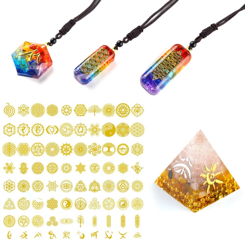 Bộ 80 miếng dán resin hình kim tự tháp bằng đồng