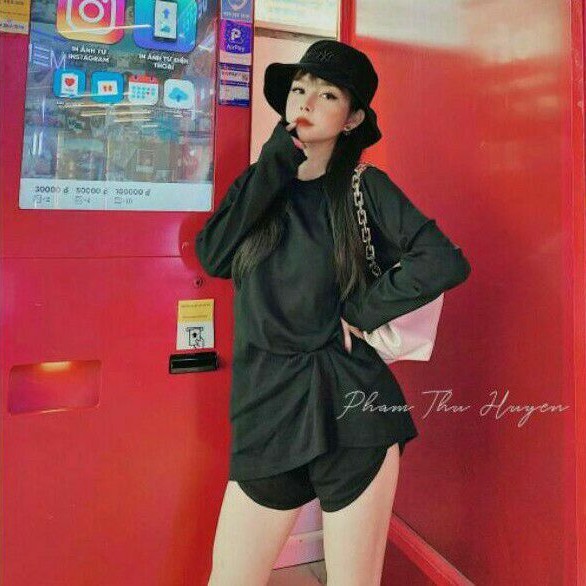 ️ Sét Áo Thun Tay Dài Dáng Thụng Quần Vạt Bầu Đẹp Cực ❤Freeship❤Sét Thun Xinh Sắn