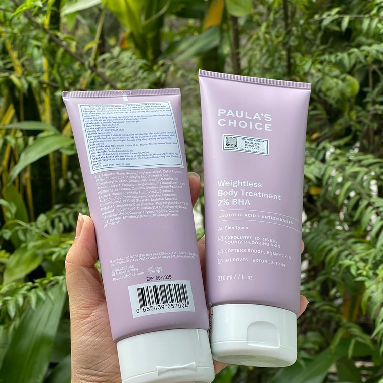 Kem dưỡng thể ngừa viêm lỗ chân lông chứa 2% BHA Paula's Choice Weightless Body Treatment 2% BHA 210ml | BigBuy360 - bigbuy360.vn