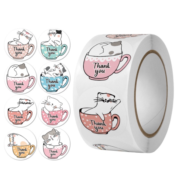 Tem Nhãn Dán Sticker, Miếng Dán Decal Thank You 500 miếng/1 cuộn