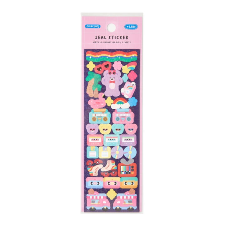 Set 2 Tấm Sticker ARTBOX Hàn Quốc Hologram Hình Gấu Đi Party Nhí Nhảnh