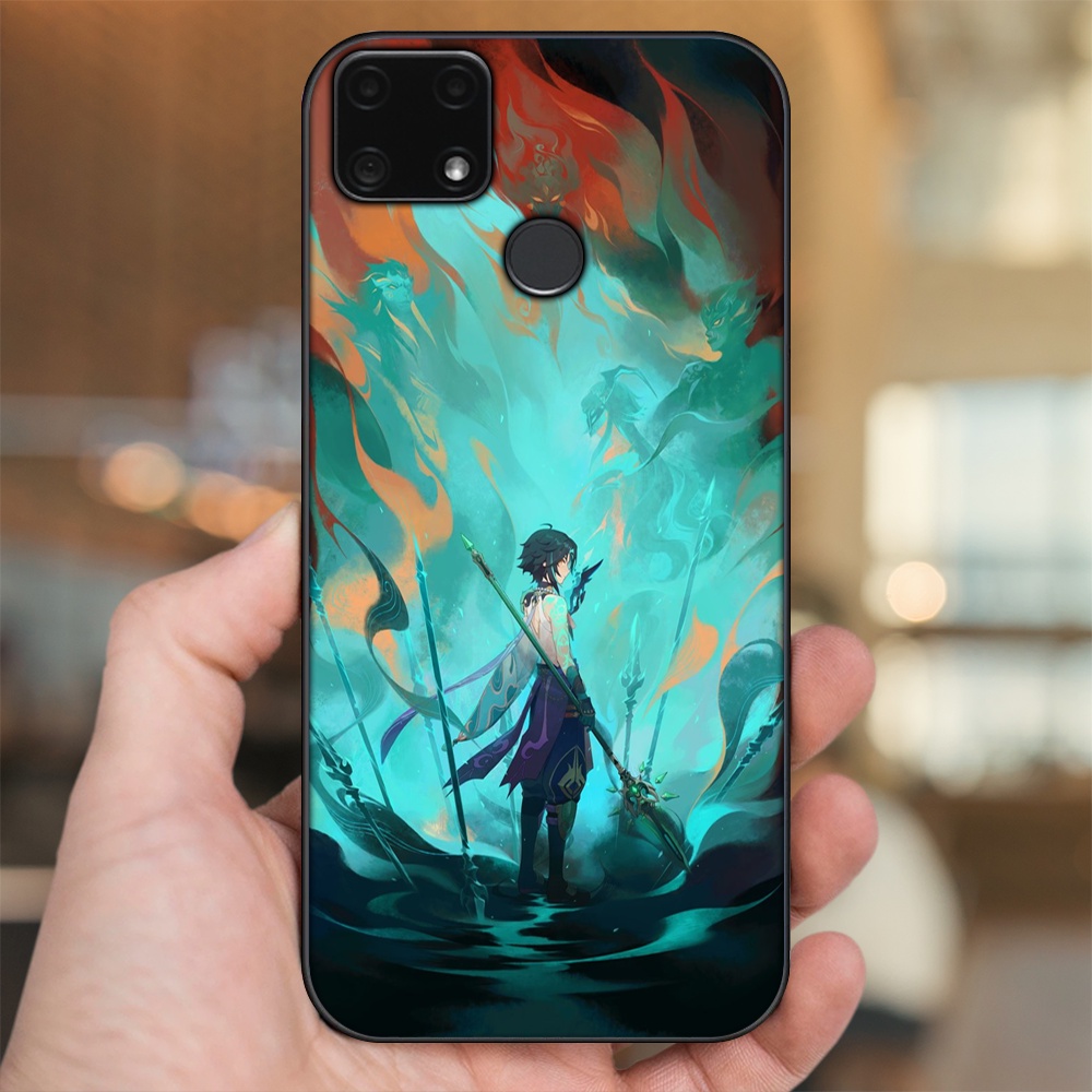Ốp lưng Realme C25 viền đen in hình Xiao Genshin Impact
