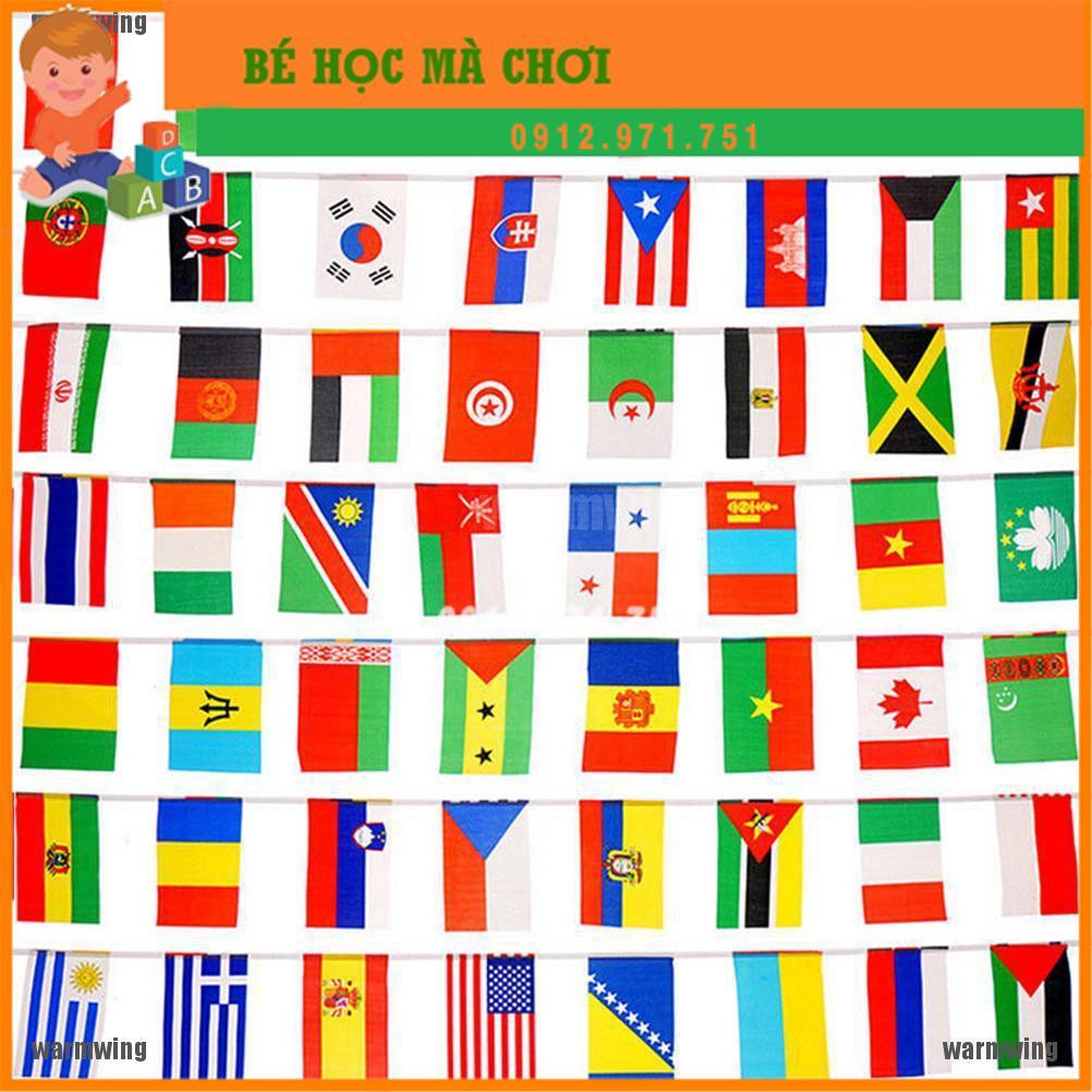 Dây treo trang trí 100 lá cờ các nước trên thế giới