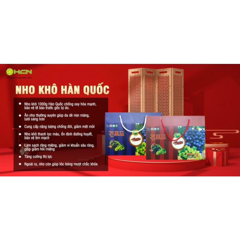 (bán sỉ) Hộp 1KG Nho Khô Hàn Quốc ( cao cấp)