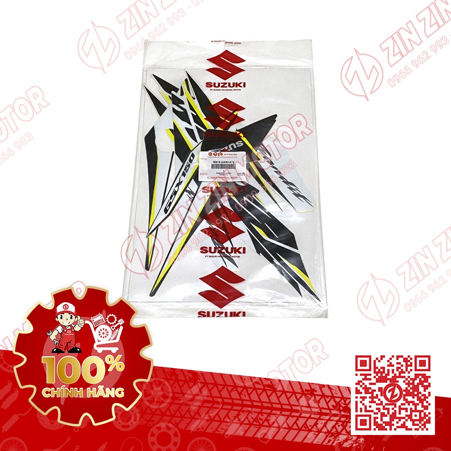 Tem Bandit 150 Trắng Vàng 68018-23K60-ATZ Chính Hãng Suzuki Indonesia