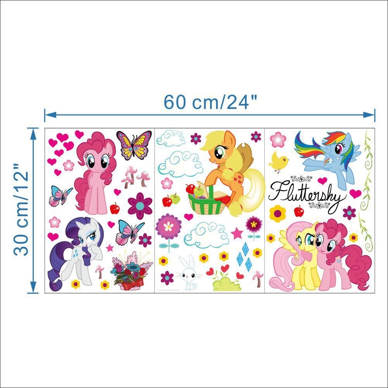 Giấy dán tường hình my little pony trang trí phòng cho bé xinh xắn có thể tháo rời