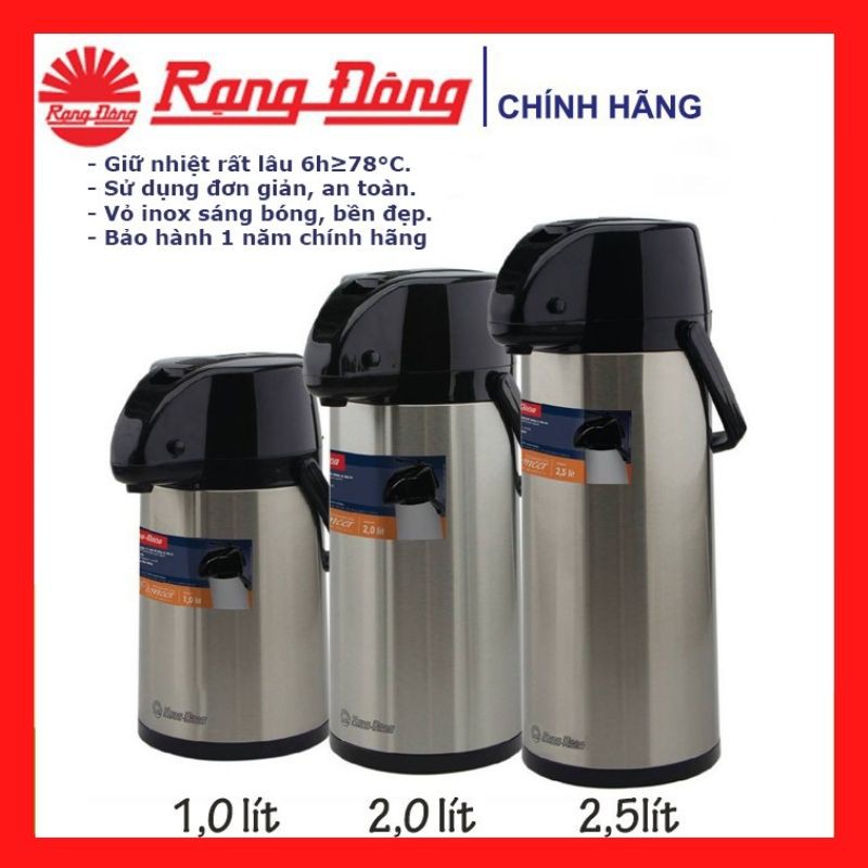 Phích nước Rạng Đông ❤️FREESHIP❤️ - Bình giữ nhiệt inox - phích đựng nước nóng dạng cần bơm.