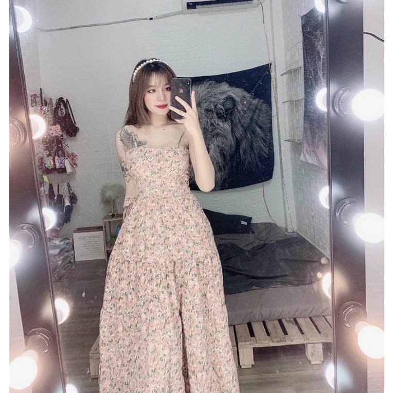 Đầm maxi hai dây dáng suông dài hoạ tiết hoa nhí nữ tính nhẹ nhàng