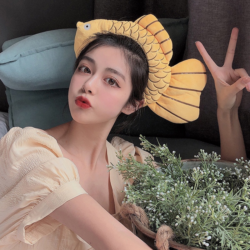 INS dễ thương hoạt hình động vật vui nhộn băng đô nam và nữ khủng long nhỏ vịt nhỏ thiết kế mô hình cá vàng