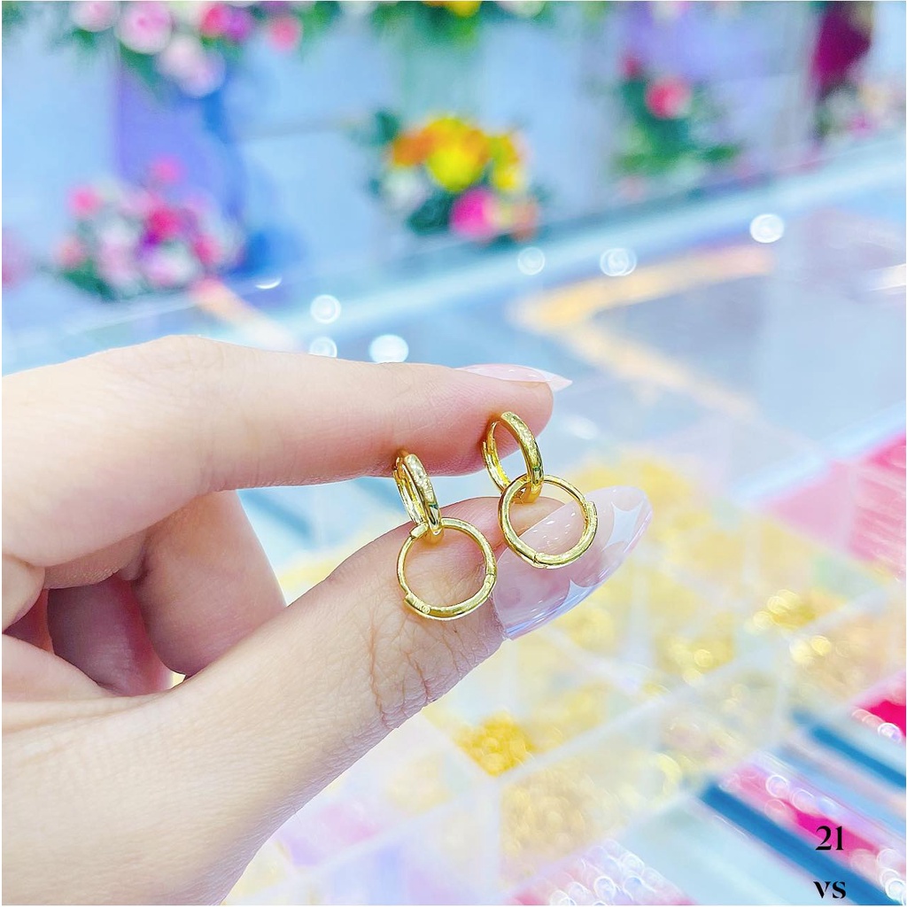 Khuyên tai nam/nữ/bé gái đơn giản Vàng bạc an chi trang sức thời trang hàn quốc trẻ trung