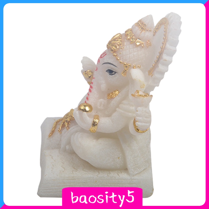 Set 5 Mô Hình Tượng Thần Voi Ganesha Bằng Nhựa Resin Màu Trắng Màu Sắc