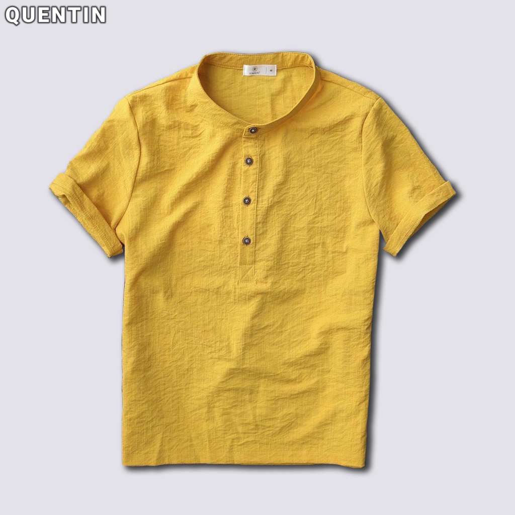Áo sơ mi đũi nam cổ tàu cộc tay kiểu Hàn Quốc Quentin AD63 | BigBuy360 - bigbuy360.vn