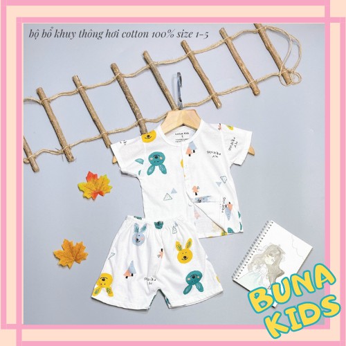 Bộ cộc cotton THÔNG HƠI mùa hè in hình nhí đáng yêu cho bé