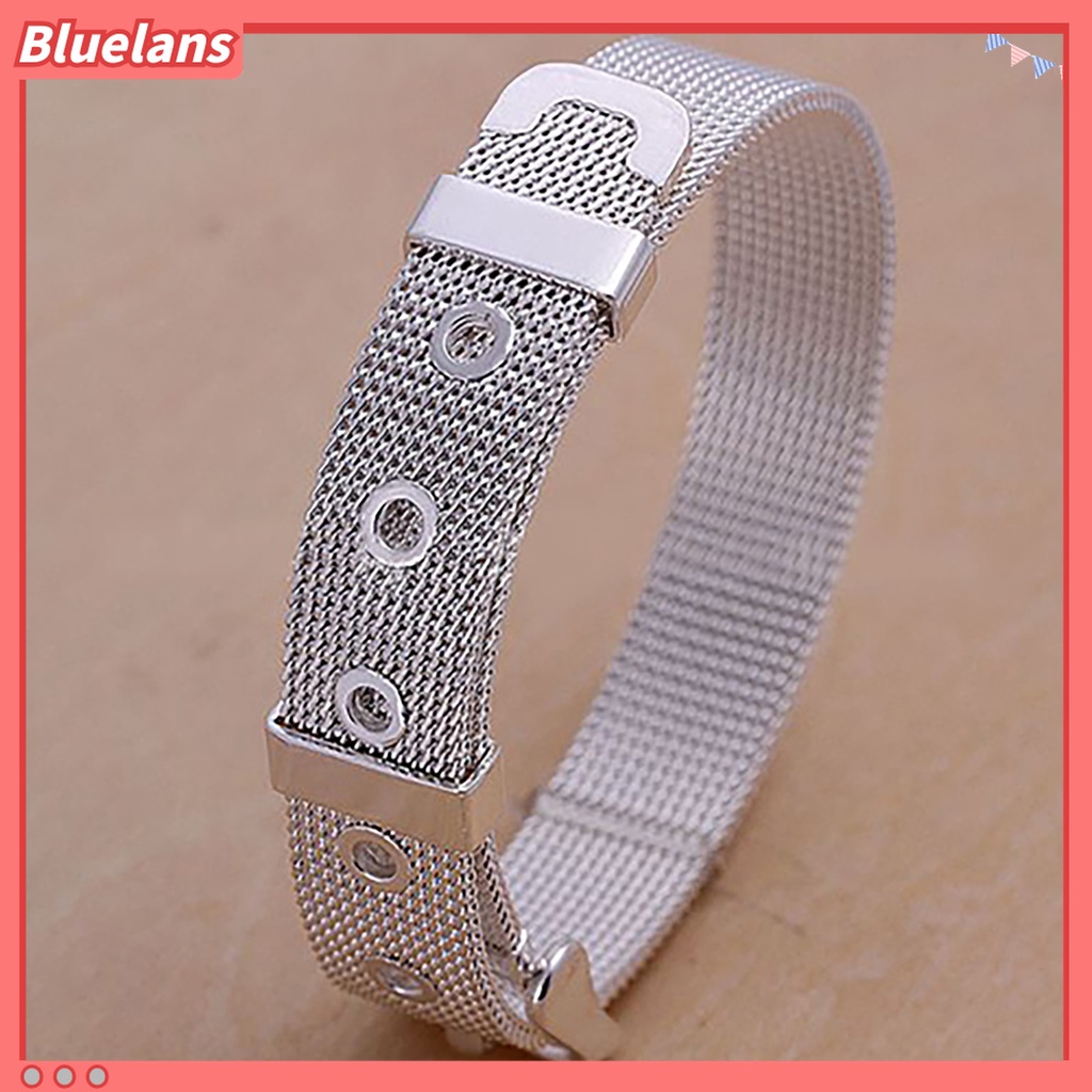 Vòng tay dây lưới mạ bạc khóa chốt thời trang cho nữ