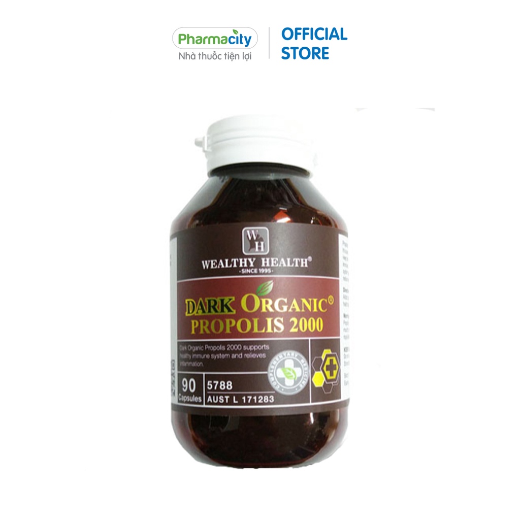 Viên keo ong đen Wealthy Health hữu cơ 2.000mg (Lọ 90 viên)