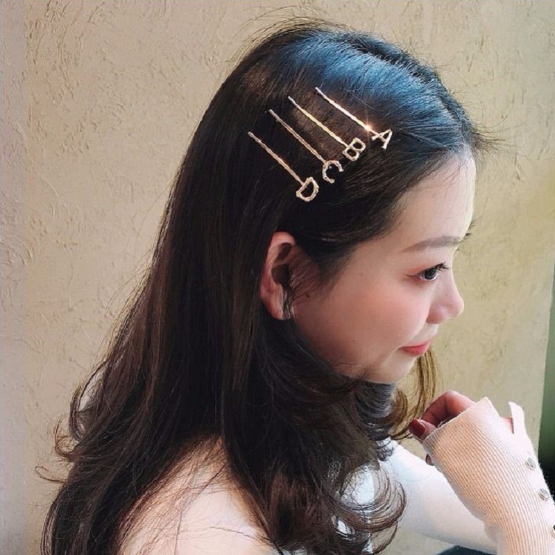 MANYUE Kẹp tóc thời trang Hàn Quốc hình 26 chữ cái tiếng Anh cho nữ