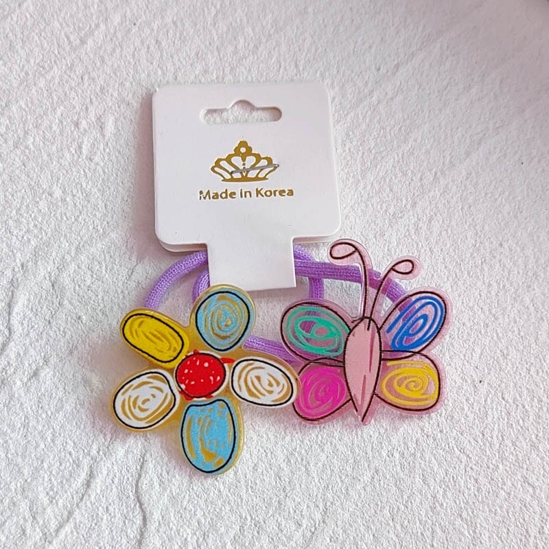 Set 2 Dây Cột Tóc Co Giãn Hình Khủng Long Hoạt Hình Dễ Thương Cho Bé Gái