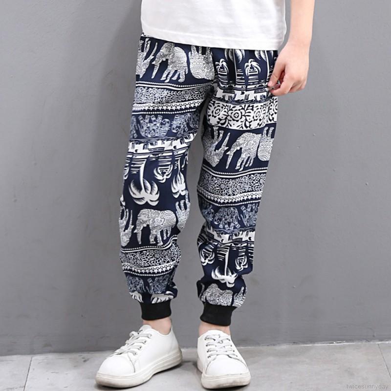 Quần dài cotton in cho bé