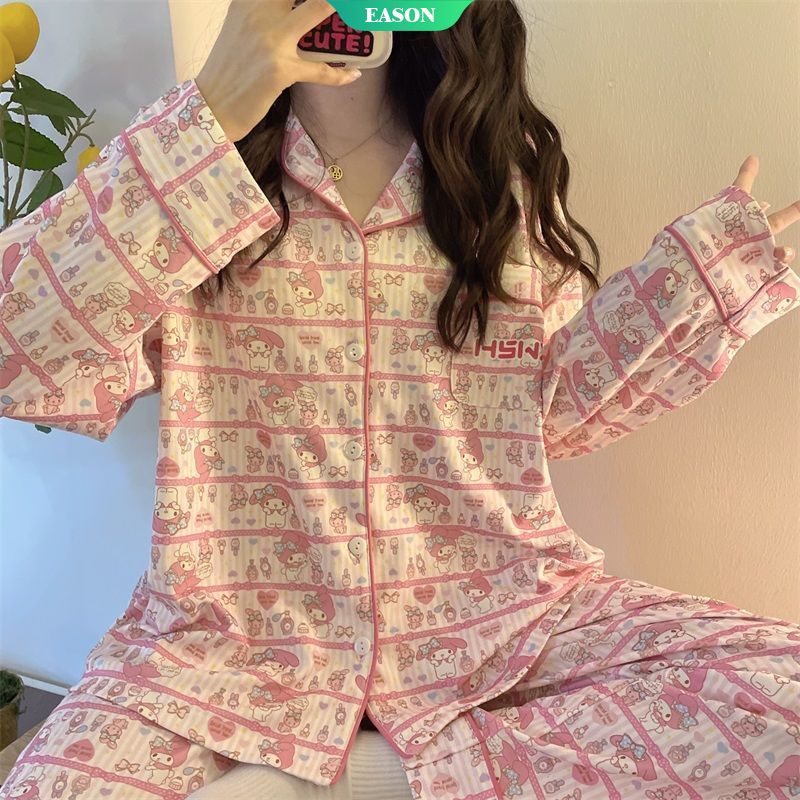 SANRIO Bộ Đồ Ngủ Dài Tay Họa Tiết Hoạt Hình Phong Cách Nhật Bản Thời Trang Xuân Thu 2022
