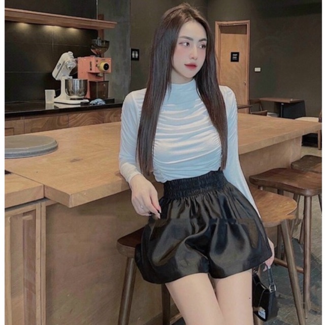 Áo kiểu thun dẻo bico nhúng chanh xã