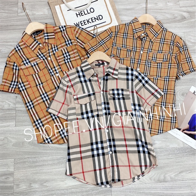 Áo sơ mi kẻ bb 2 túi SM1365 - NhiNhi Shop