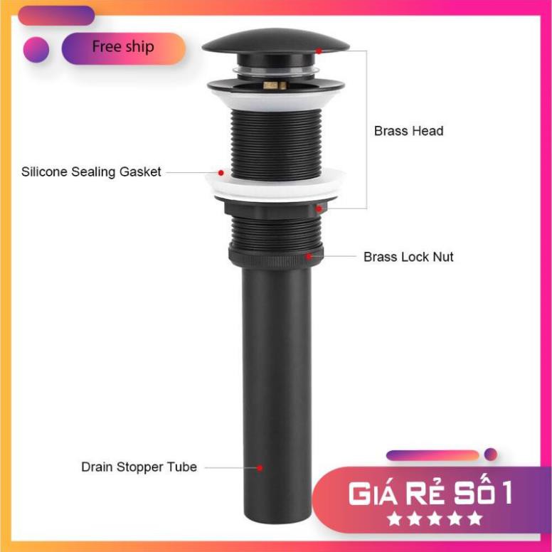 bộ xả lavabo đen có xả tràn, không xả tràn - hàng cao cấp của tây ba nha