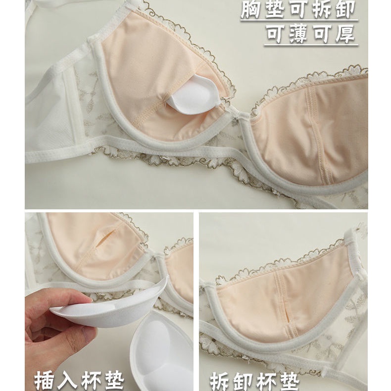 Bộ Đồ Lót Ren Mỏng Mềm Mại Thêu Họa Tiết Phong Cách Pháp Quyến Rũ Dành Cho Nữ