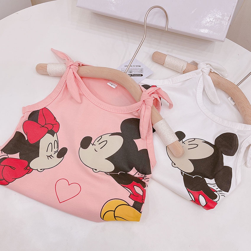 Bộ Quần Áo Ba Lỗ Micky Tym Buộc Nơ Vai Vải Cotton Cho Bé Từ 7-21kg Mã BL21